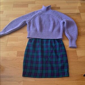 Vintage Plaid tartan wool Pencil Skirt💜💚